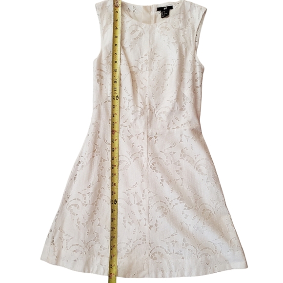 H&M SZ 4 Cream White Lace Overlay Midi Dress - Picture 7 of 8